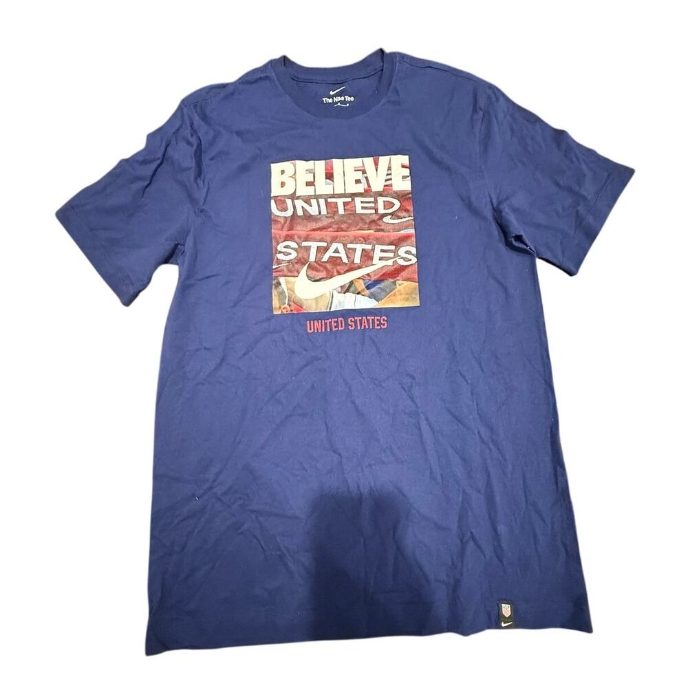 Nike Men's USMNT Believe United States Soccer Graphic T-Shirt Blue Size M